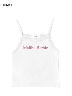 Malibu Barbie Graphic Cami Tank Top - White with Pink Logo
